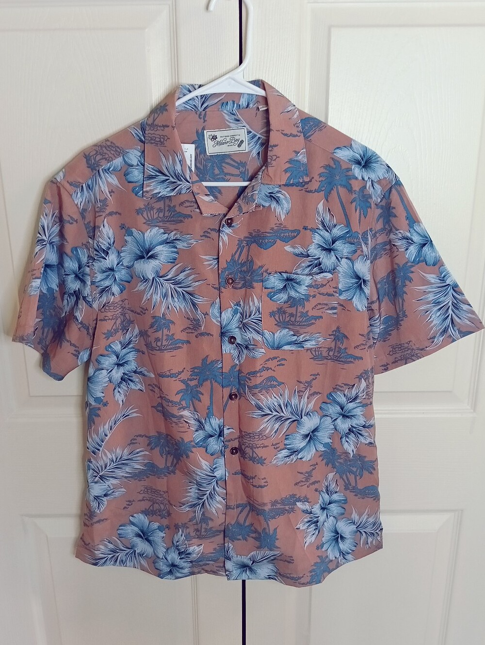 Milano Bay Floral Button Down Shirt Men S Rose Blue New Tropical Camp Collar